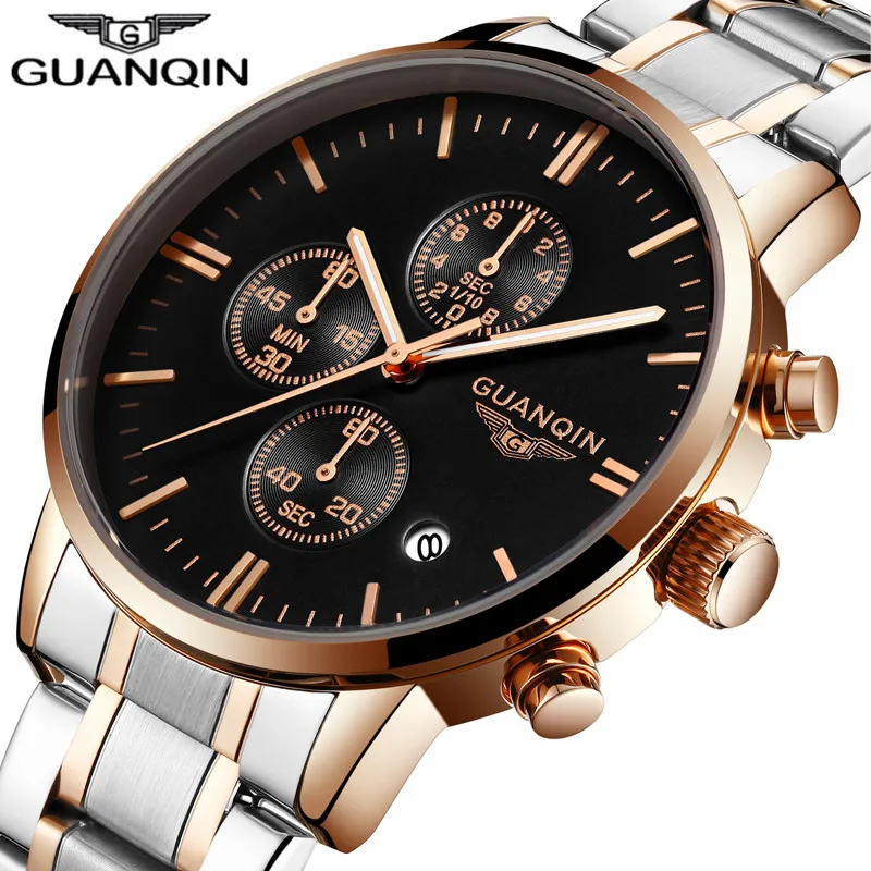 Relógio masculino оригинальный GUANQIN мужские часы лучший бренд класса люкс Полный стали Кварцевые спортивные