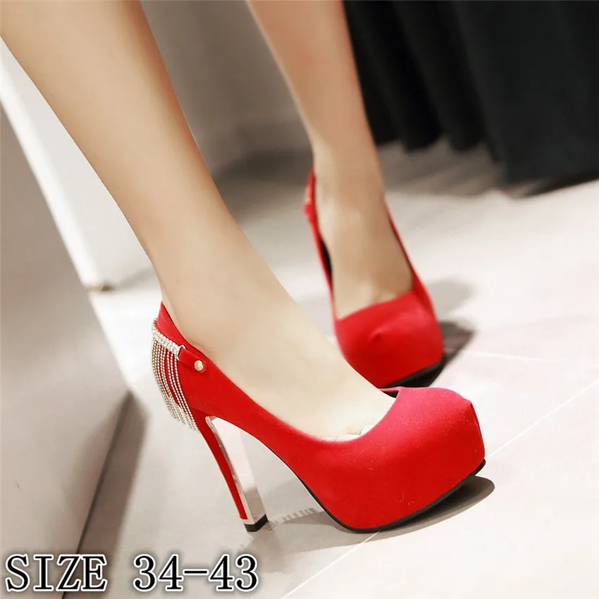 Women High Heel Shoes Platform Pumps Woman Thin High Heels Party Wedding Shoes Ladies Kitten Heels Plus Size 34 - 40 41 42 43