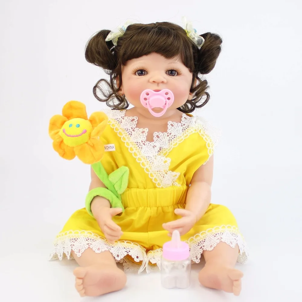 

57cm Full Body Silicone Vinyl Reborn Girl Alive Baby Doll Toys Newborn Princess Toddler Babies Doll Bonecas Birthday Gift Child