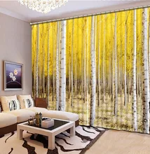 Home Decoration Living Room Natural Art forest Curtains for living room timber home living