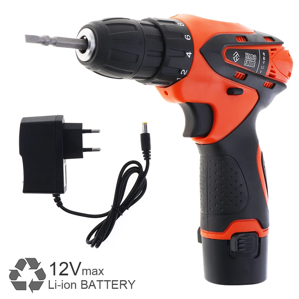 

AC100-240V Handling Screws/Punching Cordless 12V Electric Screwdriver / Drill with Rotation Adjustment Switch