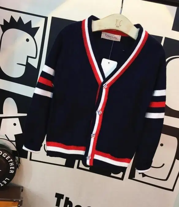 Knit cardigans Стильная одежда для мальчиков Одежда для маленьких мальчиков вязаные кардиганы и рубашки в клетку и джинсы для мальчиков комплект одежды из 3 предметов для детей от 2 до 6 лет - Цвет: Knit cardigans
