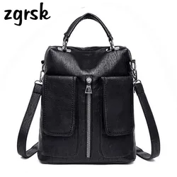 De doble de las mujeres, mochila mujer de gran capacidad bolso de escuela de cuero de alta calidad bolsos de hombro para las mujeres mochila Plecak De doble de las mujeres, mochila mujer de gran capacidad bolso de escuela de cuero de alta calidad bolsos de hombro para las mujeres mochila Plecak