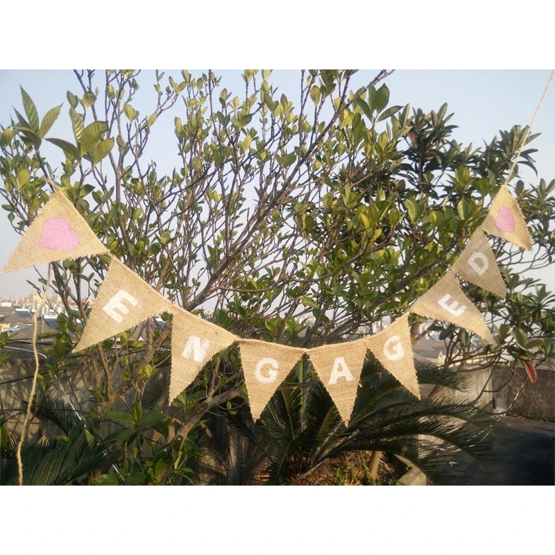 

wedding decor hot married party decoration new hot pink heart home banner decor burlap bunting sale Valentine decor 2016