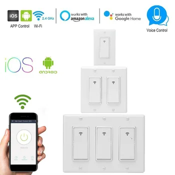 

Smart Light WiFi Switch Wireless Remote Control In-Wall Switch for Fan Light Compatible with Alexa Google Home Assistant
