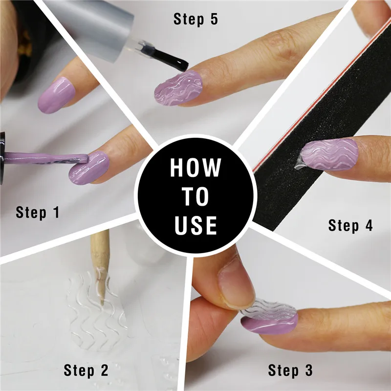 Femmes Ongles Autocollants 3d Nail Art Warps Ongles Bandes