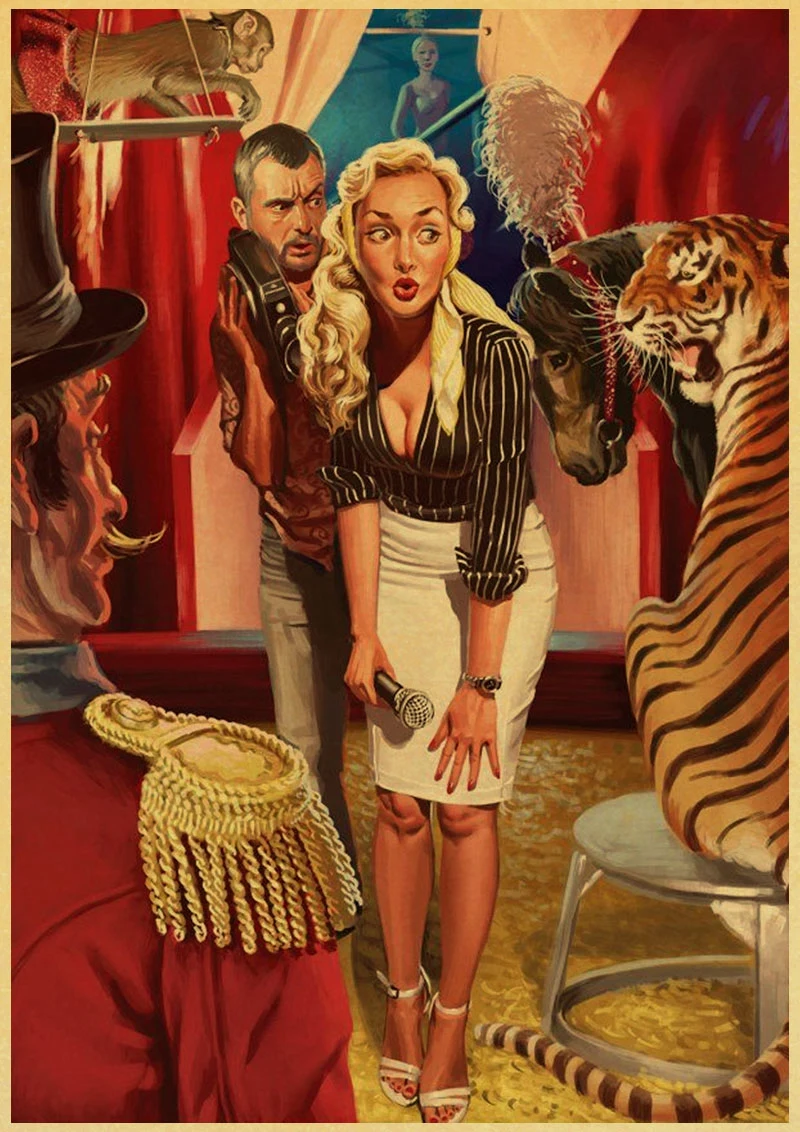 D055 Новая мировая война, сексуальная булавка для девушки, ВИНТАЖНЫЙ ПЛАКАТ, Настенная Наклейка для дома, крафт-бумага, плакаты и принты, художественный декор стен - Цвет: D055