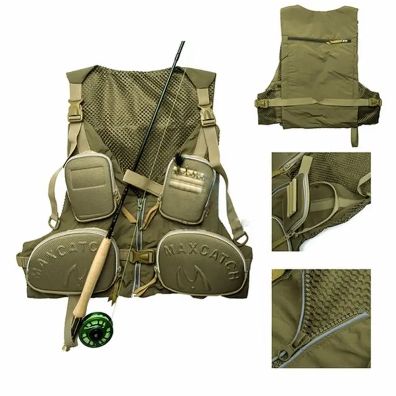 Multi pocket Fly Fishing Backpack Chest Mesh Bag Vest Outdoor