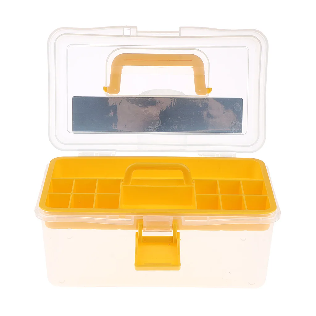 Super Satchel Double Deep with Removable Dividers,Nail Art Tools and Crafts Storage Container Box with Handle,Transparent