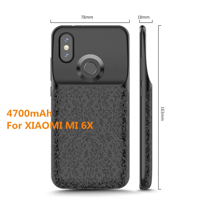 

KQJYS 4700mAh Mobile Power Clip Battery Charger for Xiaomi Mi 6X Power Box Spare Cover External Battery Charging Box