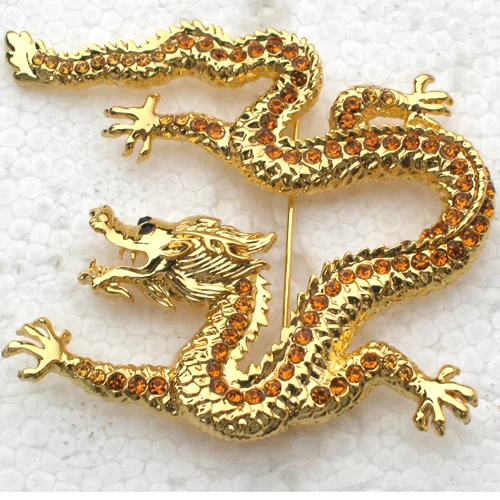 

12pcs/lot Wholesale Fashion Brooch Rhinestone Dragon Pin brooches C101343