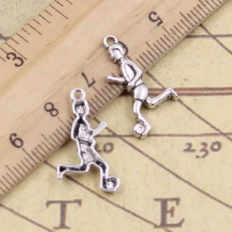 

20pcs/lot Charms football sporter soccer player 23x13mm Tibetan Silver Pendants Antique Jewelry Making DIY Handmade Craft