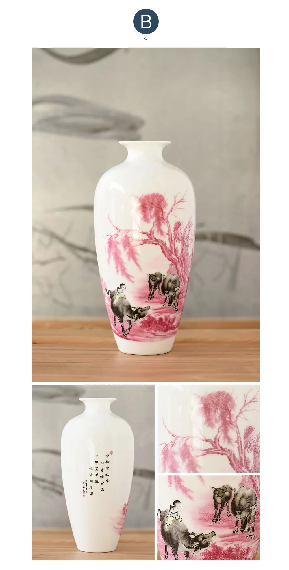 Цзиндэчжэнь антикварная китайская фарфоровая классическая китайская ваза каолин ваза для цветов домашний декор ручной работы сливы вазы