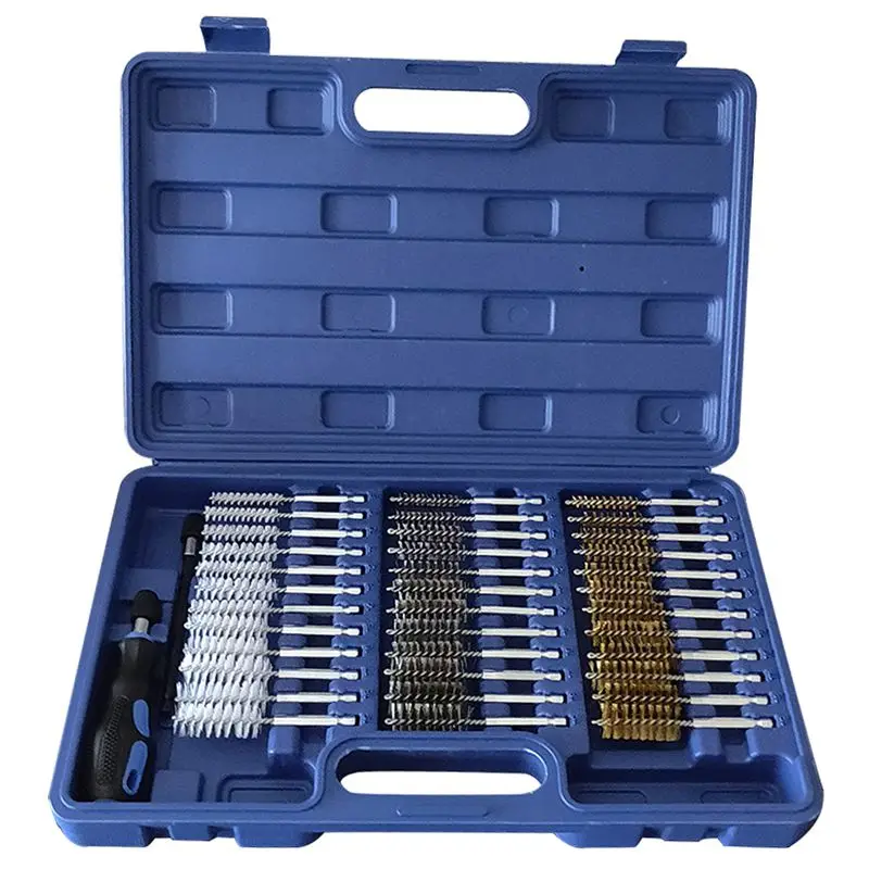 

BMBY-38Pcs Tube Brush Inner Wall Cleaning Brush Replaceable Brush Head Handle Tool Engine Wire Brush Cleaning Kit