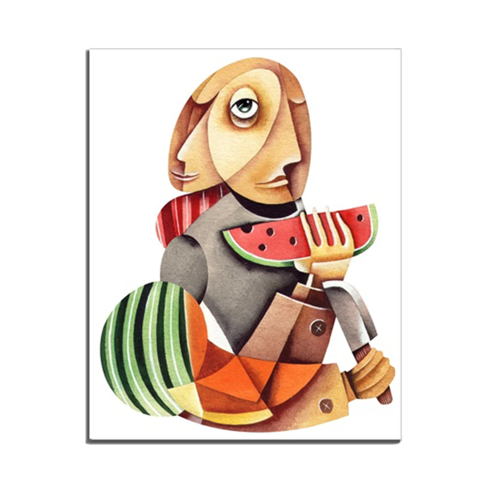 

Modern Animal Poster and Print Abstract Watermelon Wall Art Vintage Canvas Painting for Living Room Wedding Home Decor No Frame