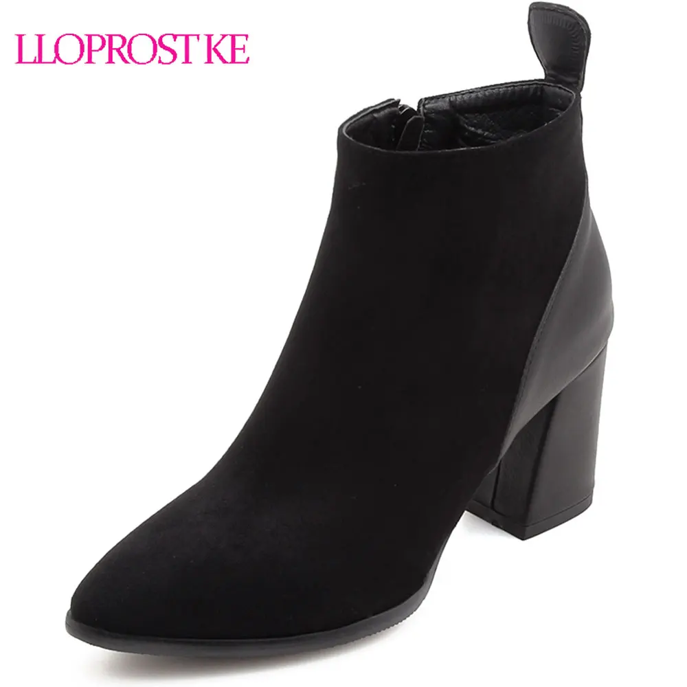 

Lloprost ke 2018 New Autumn Winter Woman Ankle Boots Pointed Toe Fashion Women Shoes Zip Women Motorcycle Boots Size 32-47 D75