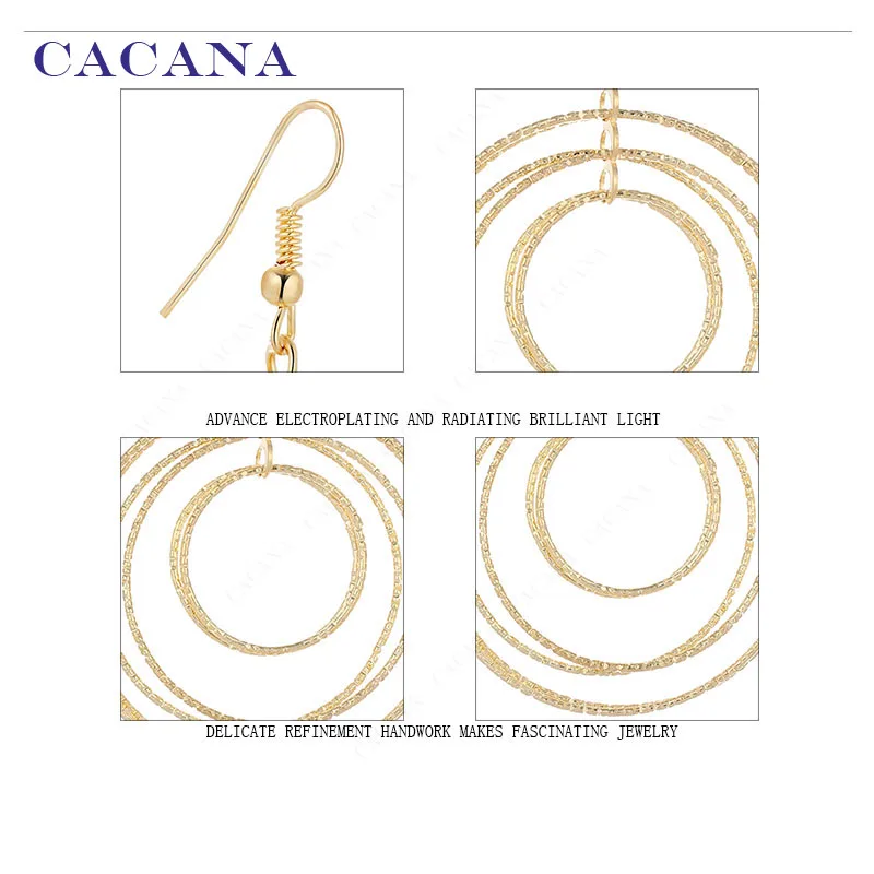CACANA Dangle Long Earrings For Women Three Couples Round Bijouterie Hot Sale No.A556 A557