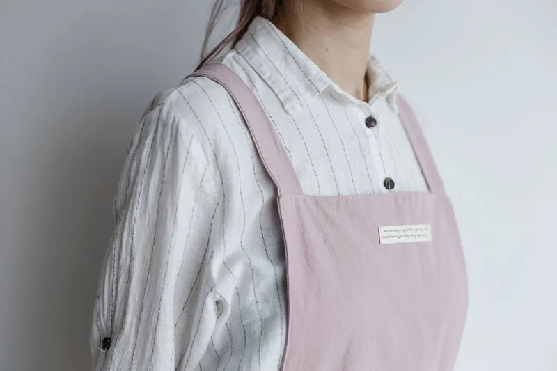 Women Dress Style Cotton Apron Kitchen Anti-fouling Waterproof Baking Painting Work Clothes Hotel Coffee Shop Customized Aprons  (13)