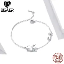 BISAER поросенок серебряные браслеты 925 пробы серебро новая форма поросенок цепочка женский браслет ювелирные изделия из стерлингового серебра EFB022