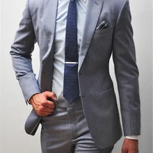 Серый формальный костюм мужской двубортный Slim Fit дизайн на заказ 2 шт. Свадебный костюм мужской смокинг для выпускного