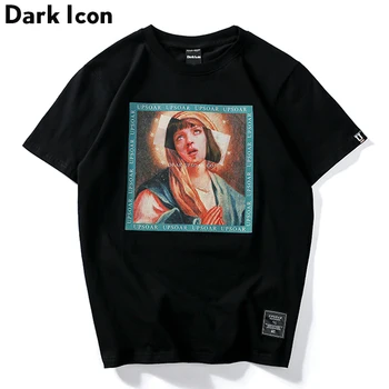 

Dark Icon Virgin Mary Men's T-Shirts 2019 Funny Printed Short Sleeve Tshirts Summer Hip Hop Casual Cotton Tops Tees Streetwear