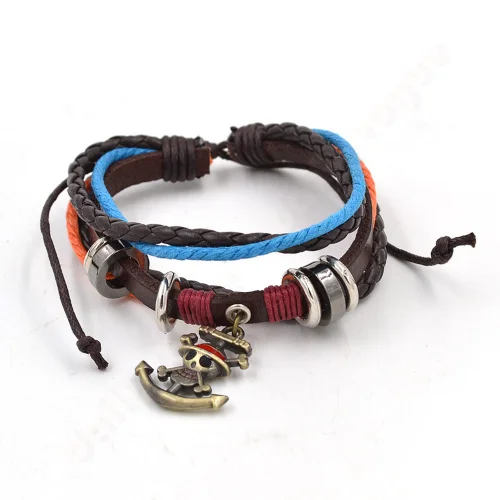 

Lychee New Arrival Japan anime men women unisex drawstring rope chain bracelets One Piece pendant bracelets