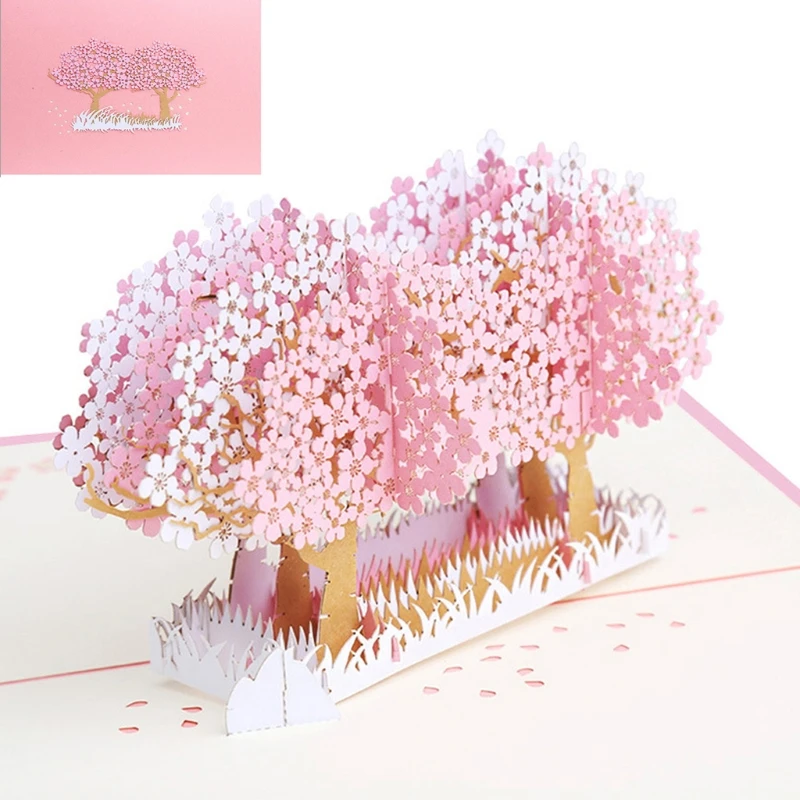 

3D Pop Up Flowers Greeting Card Christmas Birthday New Year Invitation
