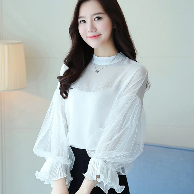 mesh blouse white