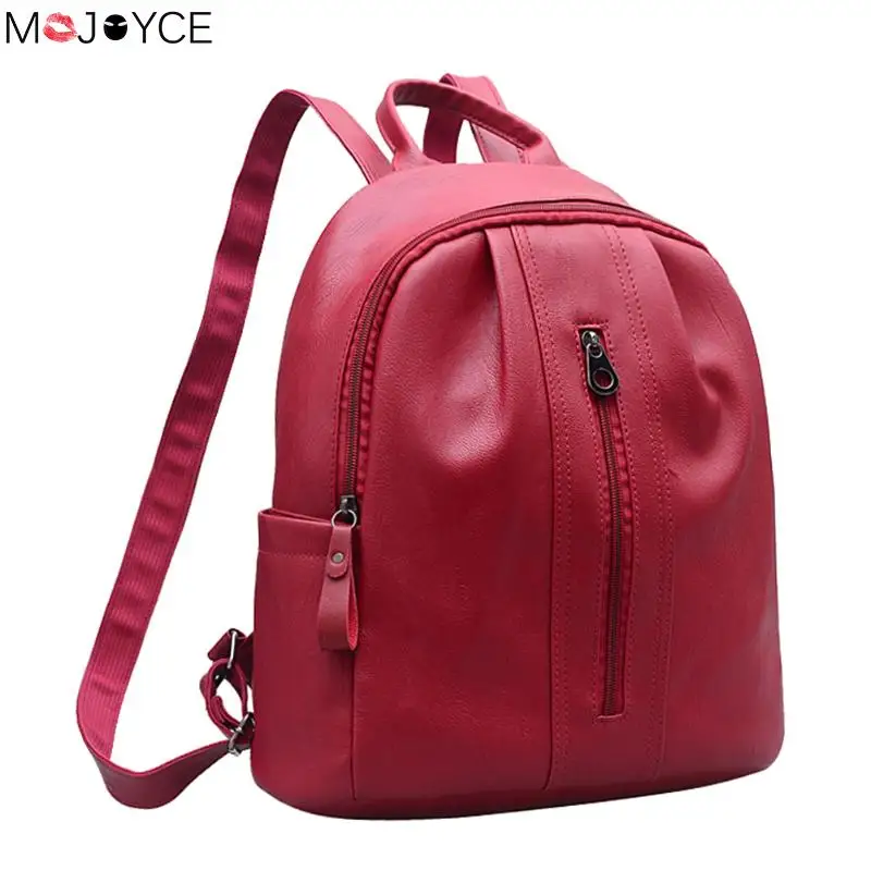 Fashion small women backpacks mochila small zipper pu leather student