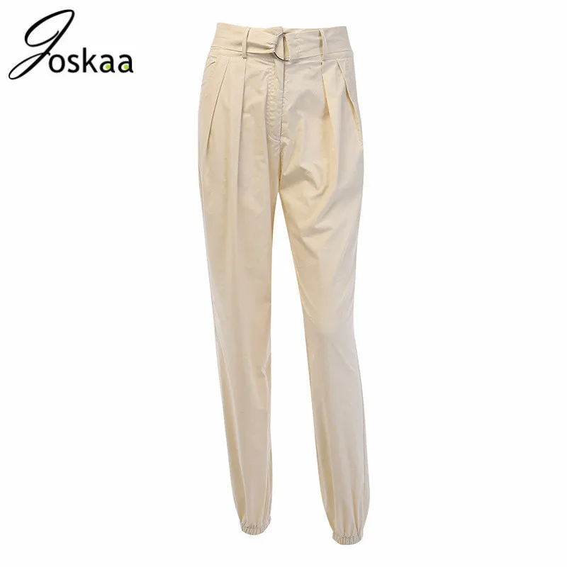 

Ruched Harem Pants Trousers Women Loose Jogger Mujer Elastic Waist With Belt Casual Pants