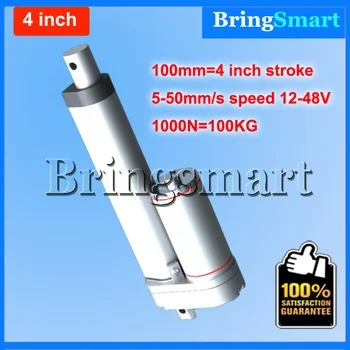 

Free shipping 4 inch 100mm Double tube Linear Actuator 12-48V Dc Motor 4-50mm/s 1000N Heavy Duty tubular motor 24v Waterproof