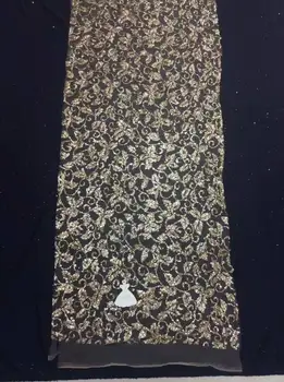 

2017 gold Fashion African Glitter Net Lace Fabric African Tulle Sequins Lace Fabric For Wedding dress
