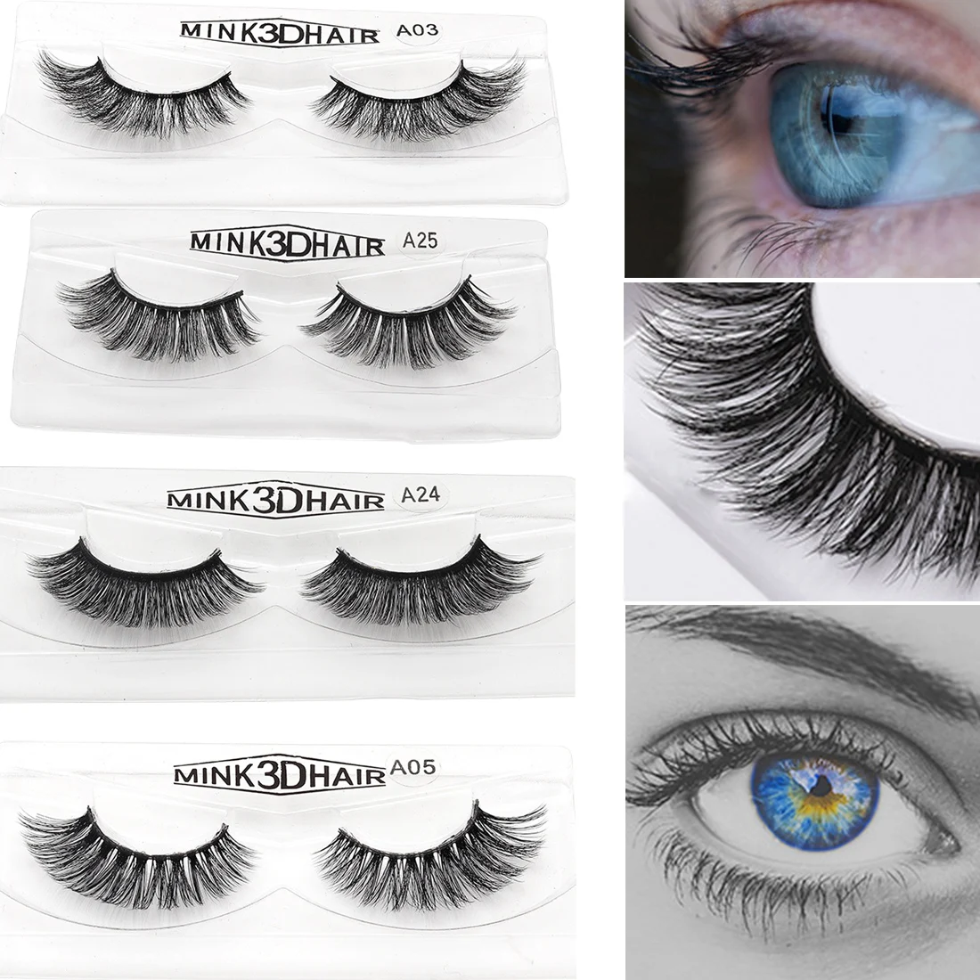 3D multi layer multi layer fiber thick and long eyelashes natural false