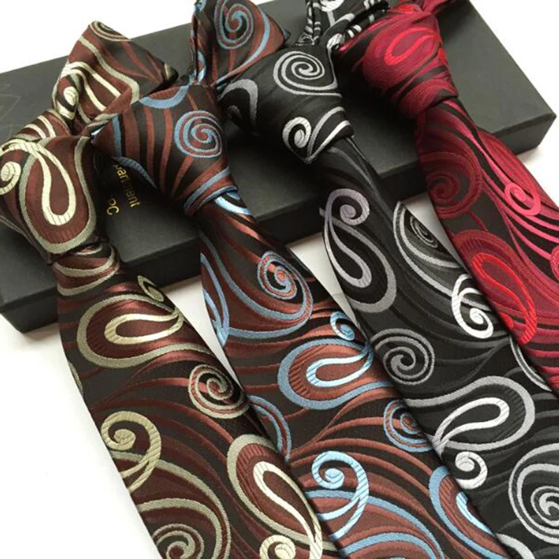 

New Fashion Paisley Floral Tie Red Purple 8cm Silk Formal Necktie for Men Business Wedding Party Jacquard Neck Ties Accessories