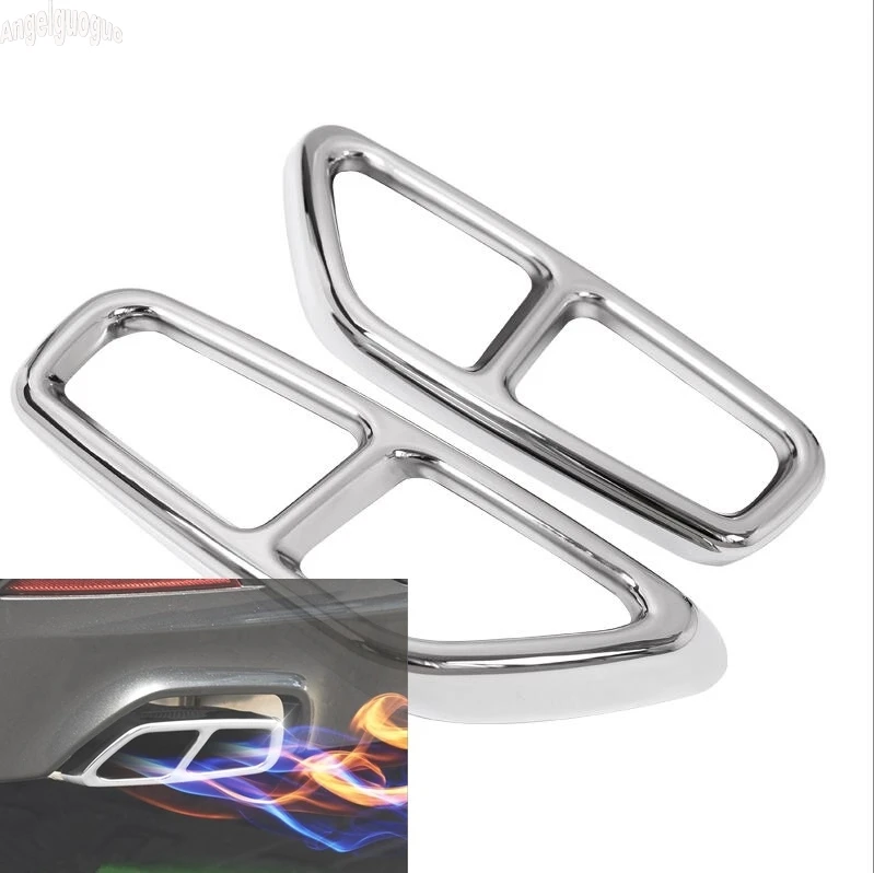 angelguoguo Stainless Steel For BMW 5 Series G30 G38 528 li 530 Li Car Exhaust Outputs 4 Holes Tail Frame Trim Decoration Covers
