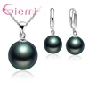 3 Color Option White/Black/Pink Pearl Jewelry Sets Luxury 925 Sterling Silver Necklace Pendant Earrings Set for Women Gift ► Photo 3/3