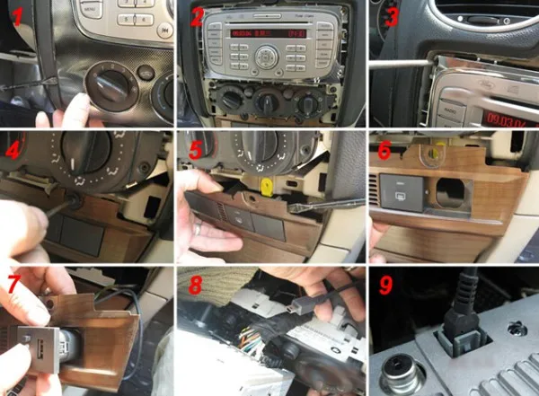 Biurlink DIY автомобиль 2 в 1 AUX USB Слот Кнопка панель с мини-usb кабель для Ford Focus 2009-2013