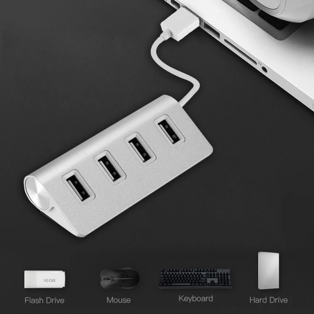 4 Порты USB2.0 Суперскоростной концентратор Алюминиевый сплав сплиттер адаптер конвертер кабель для портативных ПК