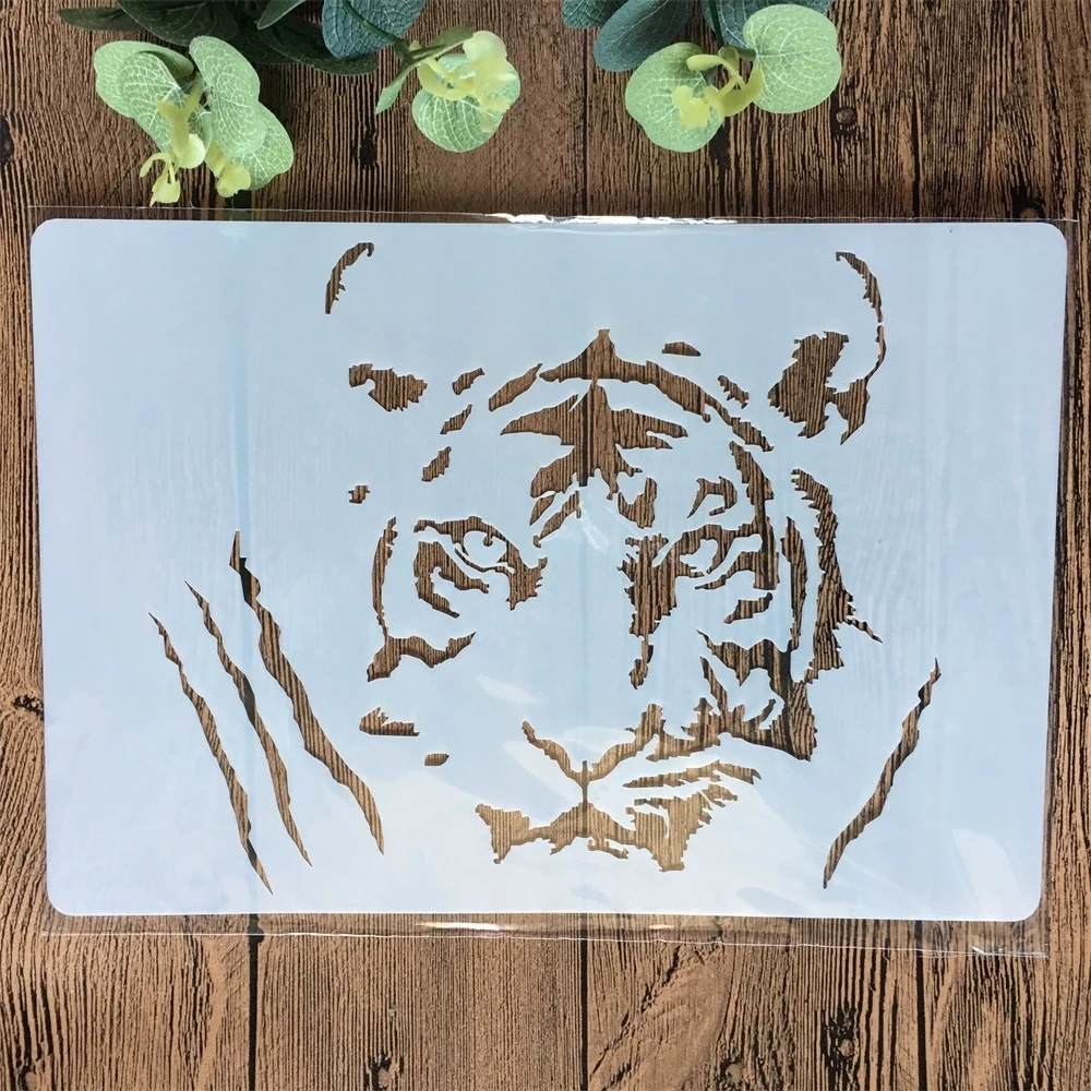 

A4 Tiger DIY Layering Stencils Painting Scrapbook Coloring Embossing Album Decorative Paper Card Template