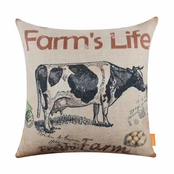 

LINKWELL Decorative Burlap Cushion Cover in Milk Cow Farm's Life Country Life 45X45cm 1 Piece Sofa Home Decor Throw Pillow Case