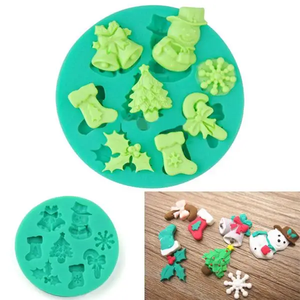 

1 PCS Chrismas Shape Cake Mold Xmas Tree Snowflake Silicone Baking Tool Fondant Cake Chocolate Mould Mold Decor