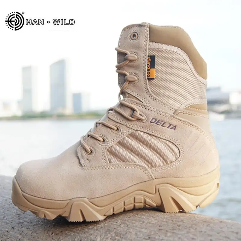 

DAFENP Autumn Men Military Boots men shoes Quality Special Force Tactical Desert Combat Ankle Boats hombre Army Work Shoes