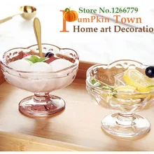 Европейский стиль, стеклянная чаша для мороженого в форме лепестков в форме сердца, высокое стекло, чашка для мороженого, чашка для мороженого с гравировкой, салат, чашка для салата