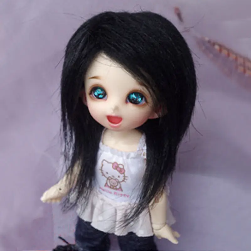 [Wamami] черный длинный шерстяной парик/волосы 1/8 Pukifee Ae лати BJD Dollfie 14 см