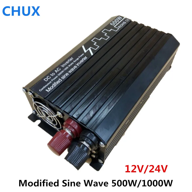 

Modified Sine Wave Inverter 500W Off grid DC 12V 24V to AC 110V 220V Smart Series Solar 500W Surge Power 1000W Power Inverter