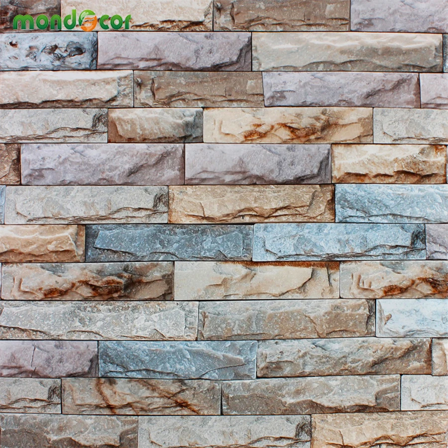 cheap 10M Non woven Wallpaper Brick Textured Embossed 3D Wall Paper Roll for Bedroom Living Room Sofa Background Retro Home Decoration