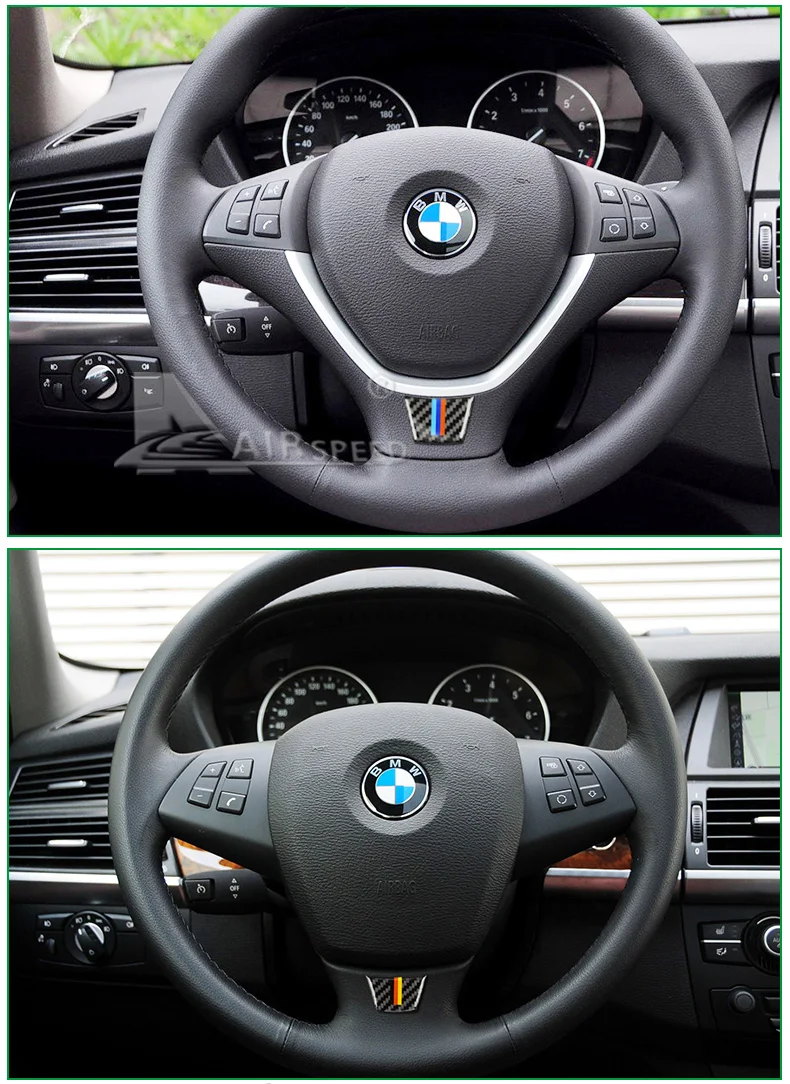  for BMW E70 X5 E71 X6 Carbon Fiber Car Steering Wheel Stickers M Sport Emblem Stickers Interior Accessories Car Styling (6)