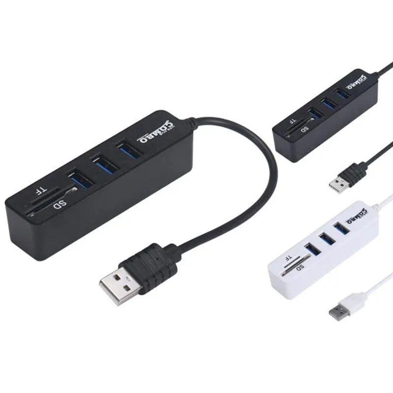 2 in1 Combo Super Speed USB 2.0 3 Port Splitter HUB+TF SD Card Reader