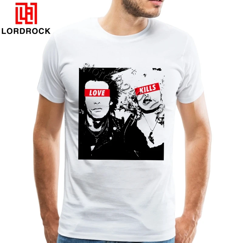 

Vintage Nancy Sid Vicious T Shirt Love Kills T-Shirt for Men Short Sleeves Old Brand Band Punk Rock Tee Concert Guy Big Size