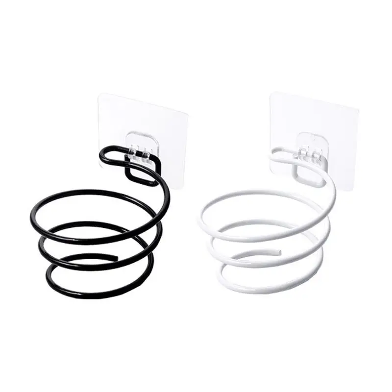 

Adhesive Wall Mounted Metal Hair Dryer Holder Spiral Hairdryer Hanging Rack Blower Organizer Shelf For Bathroom Barber
